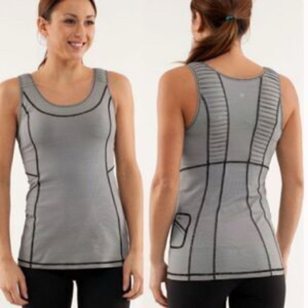 Lululemon Run Stay On Course Tank Black Microstripe Women’s Size 4